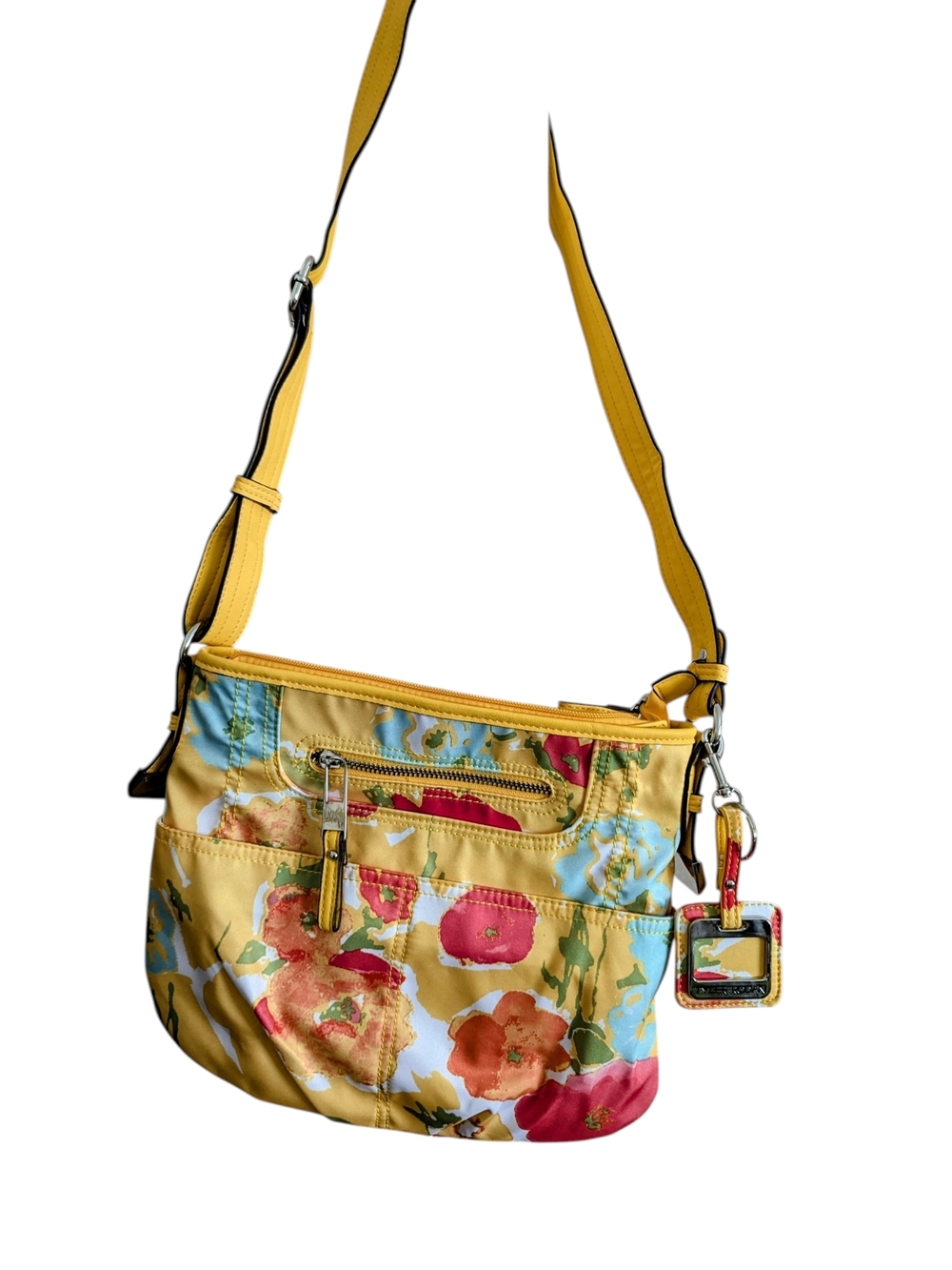 Tyler Rodan Yellow Floral Crossbody Bag with Multicolor Floral Accents
